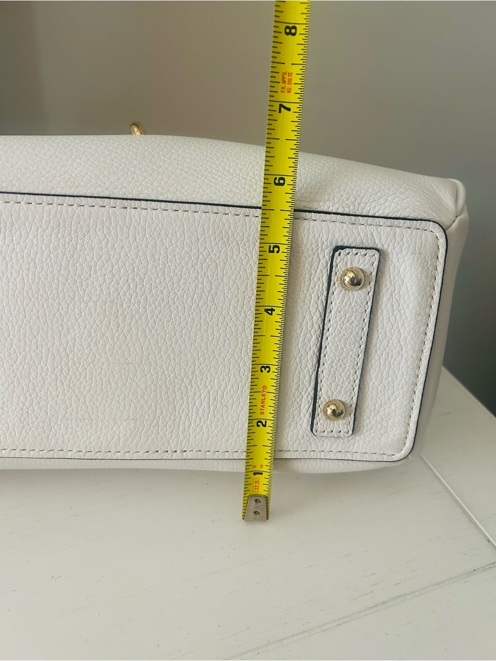 Dooney & Bourke Belvedere Medium Logo White Cream Satchel with Gold Accents - Picture 15 of 16